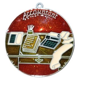 Vtg Handmade Stained Glass Accountant, CPA, Tax Preparer 4" Suncatcher Ornament
